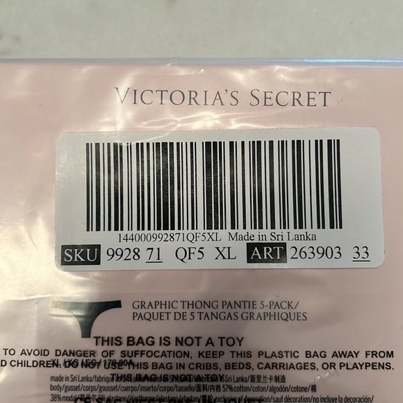 NIB VICTORIA’S SECRET - THONG 5/pack size XL - Picture 2 of 2